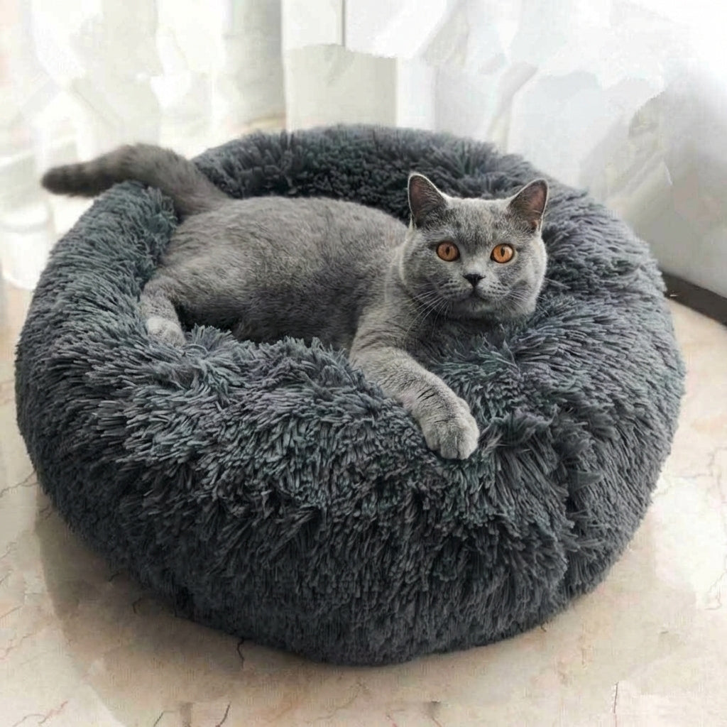 Calming Cat Bed | Ultra-Soft Plush with Raised Rim & Non-Slip Base for Ultimate Comfort 9