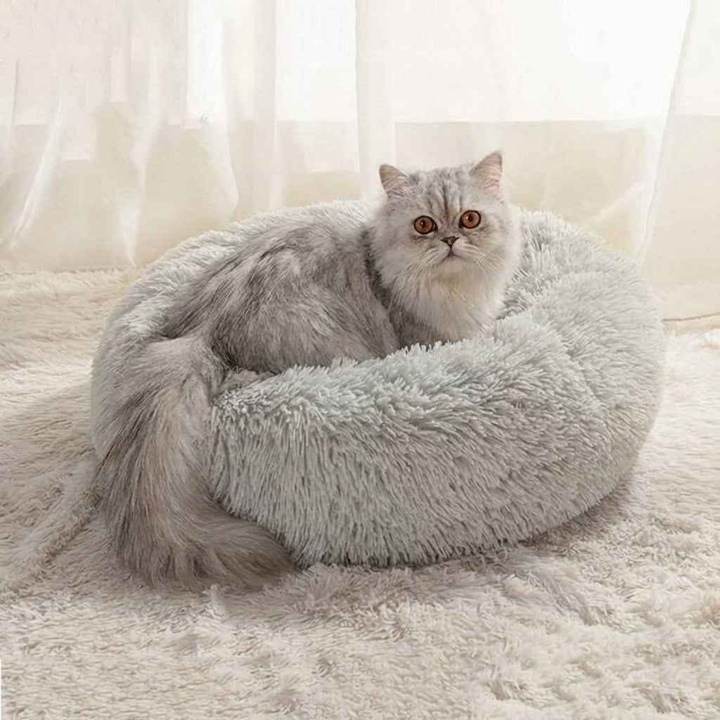 Calming Cat Bed | Ultra-Soft Plush with Raised Rim & Non-Slip Base for Ultimate Comfort 0