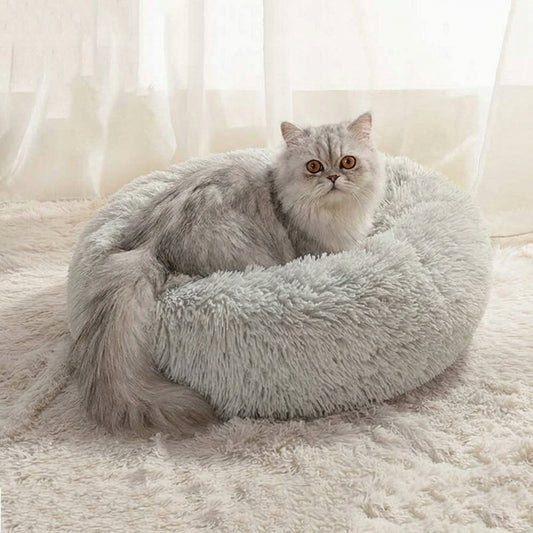 Calming Cat Bed | Ultra-Soft Plush with Raised Rim & Non-Slip Base for Ultimate Comfort 0