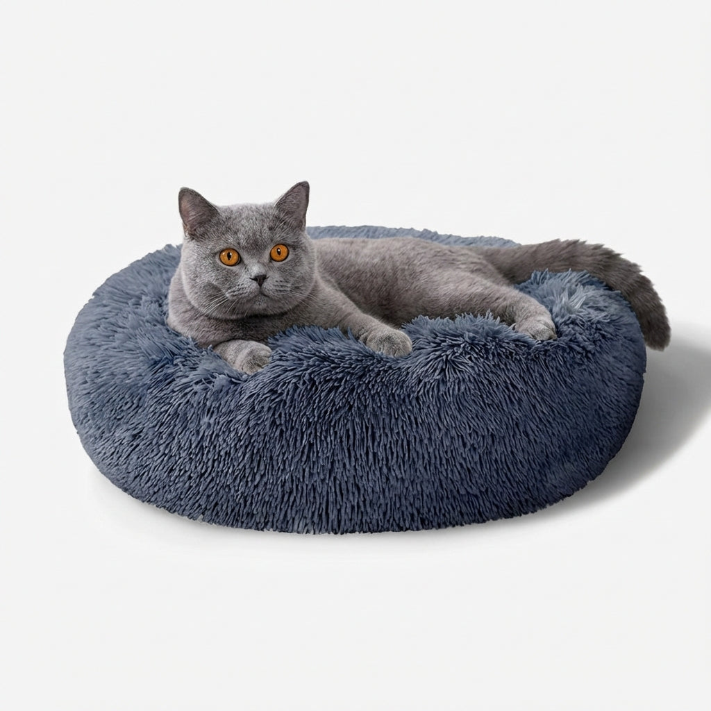 Calming Cat Bed | Ultra-Soft Plush with Raised Rim & Non-Slip Base for Ultimate Comfort 1