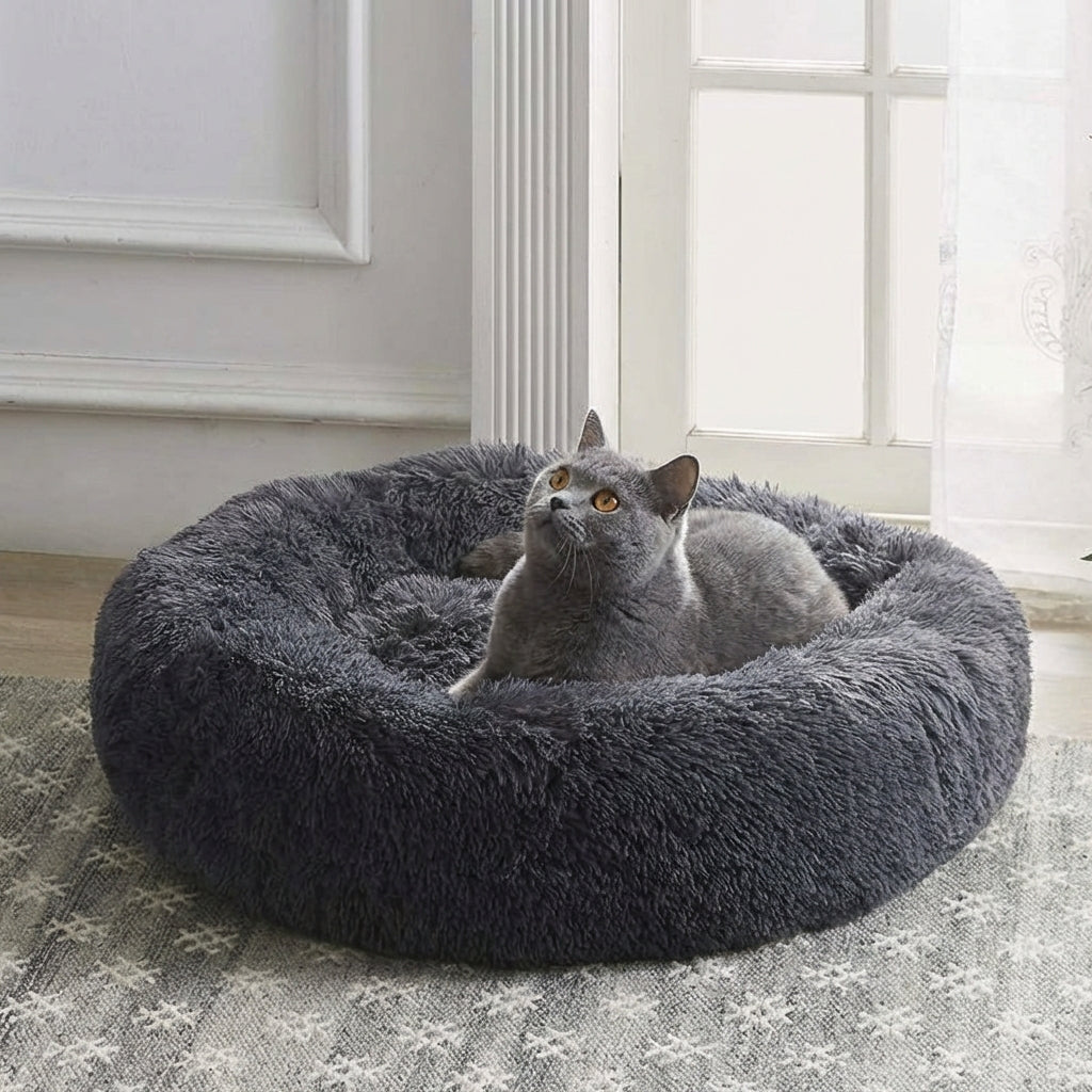 Calming Cat Bed | Ultra-Soft Plush with Raised Rim & Non-Slip Base for Ultimate Comfort 2