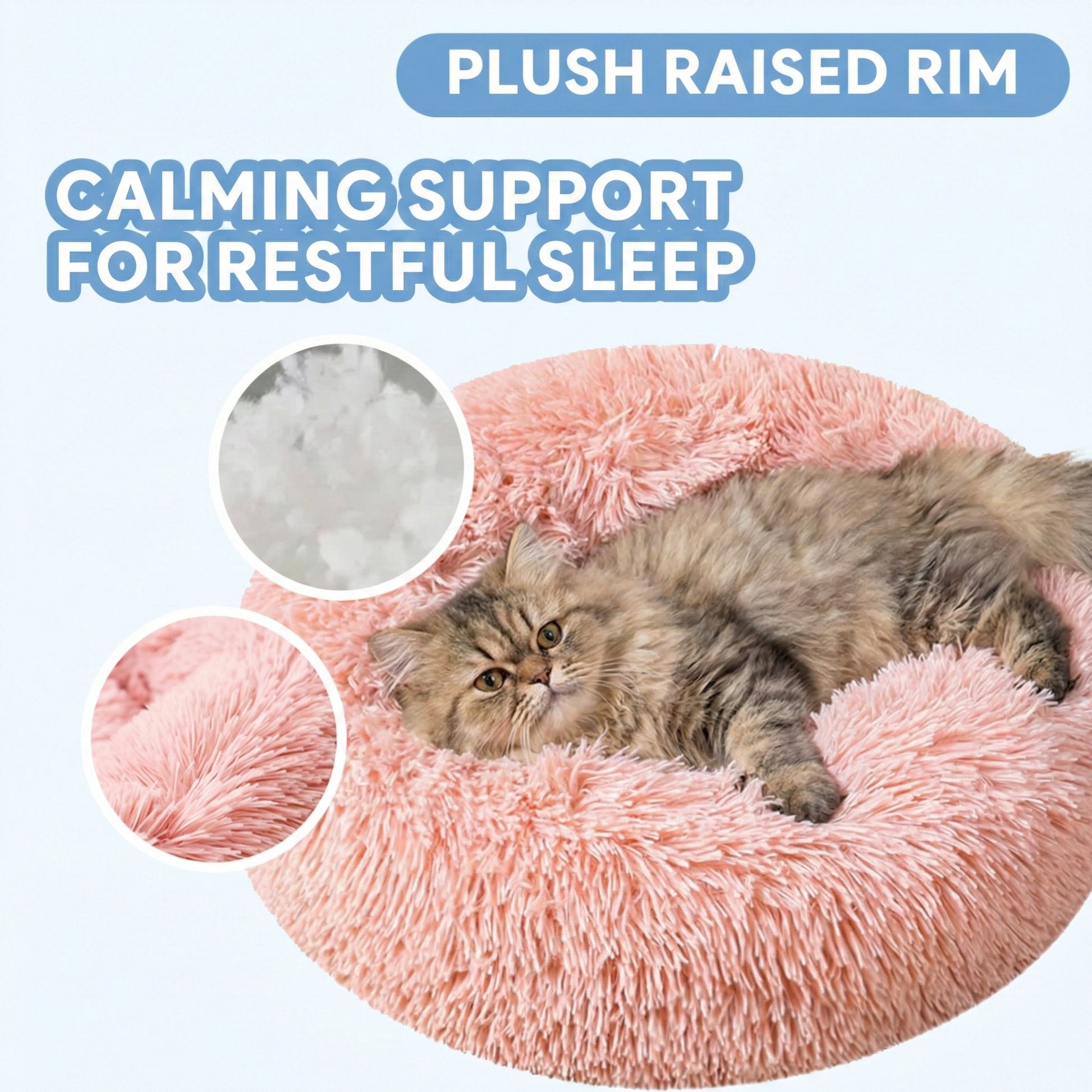 Calming Cat Bed | Ultra-Soft Plush with Raised Rim & Non-Slip Base for Ultimate Comfort 4