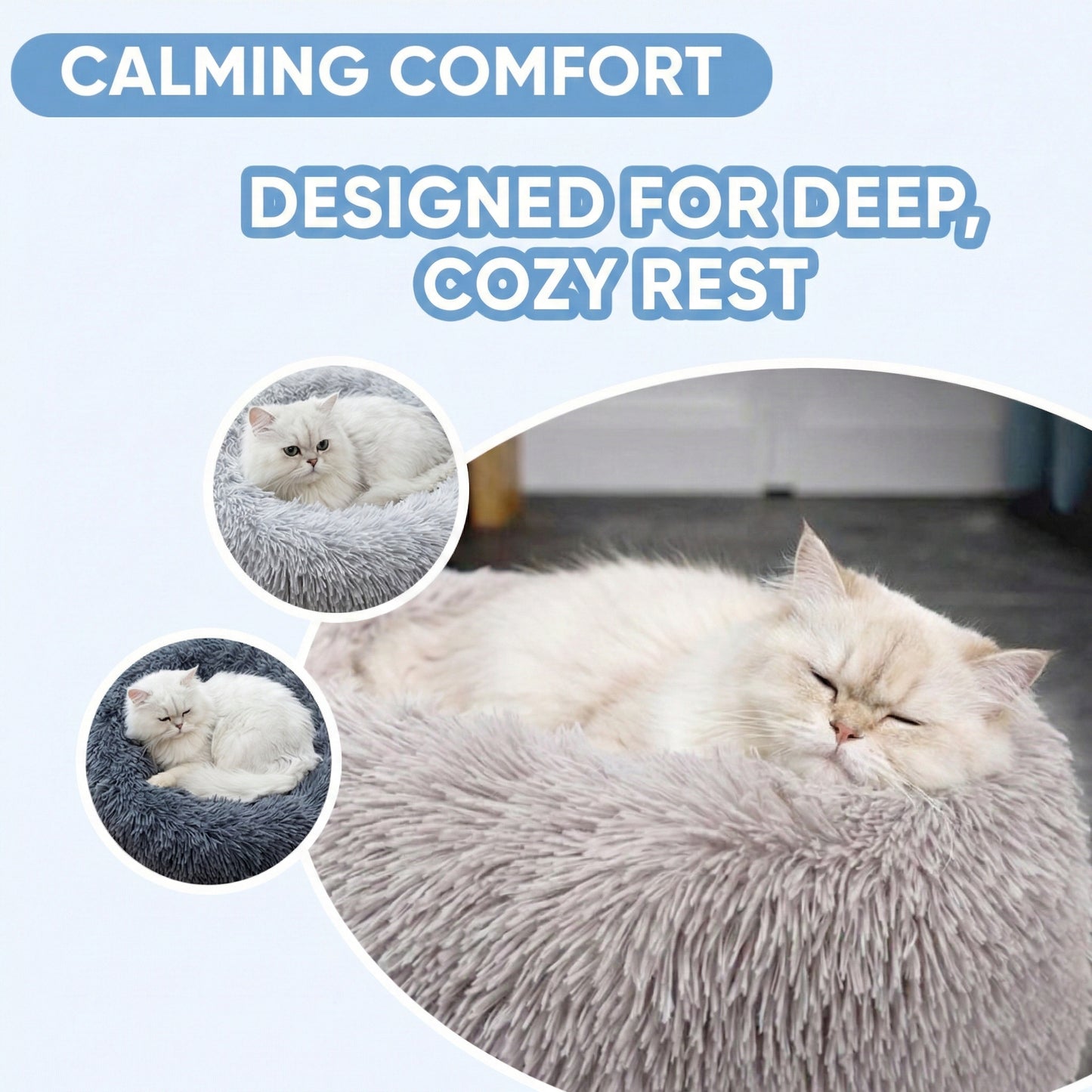 Calming Cat Bed | Ultra-Soft Plush with Raised Rim & Non-Slip Base for Ultimate Comfort 7