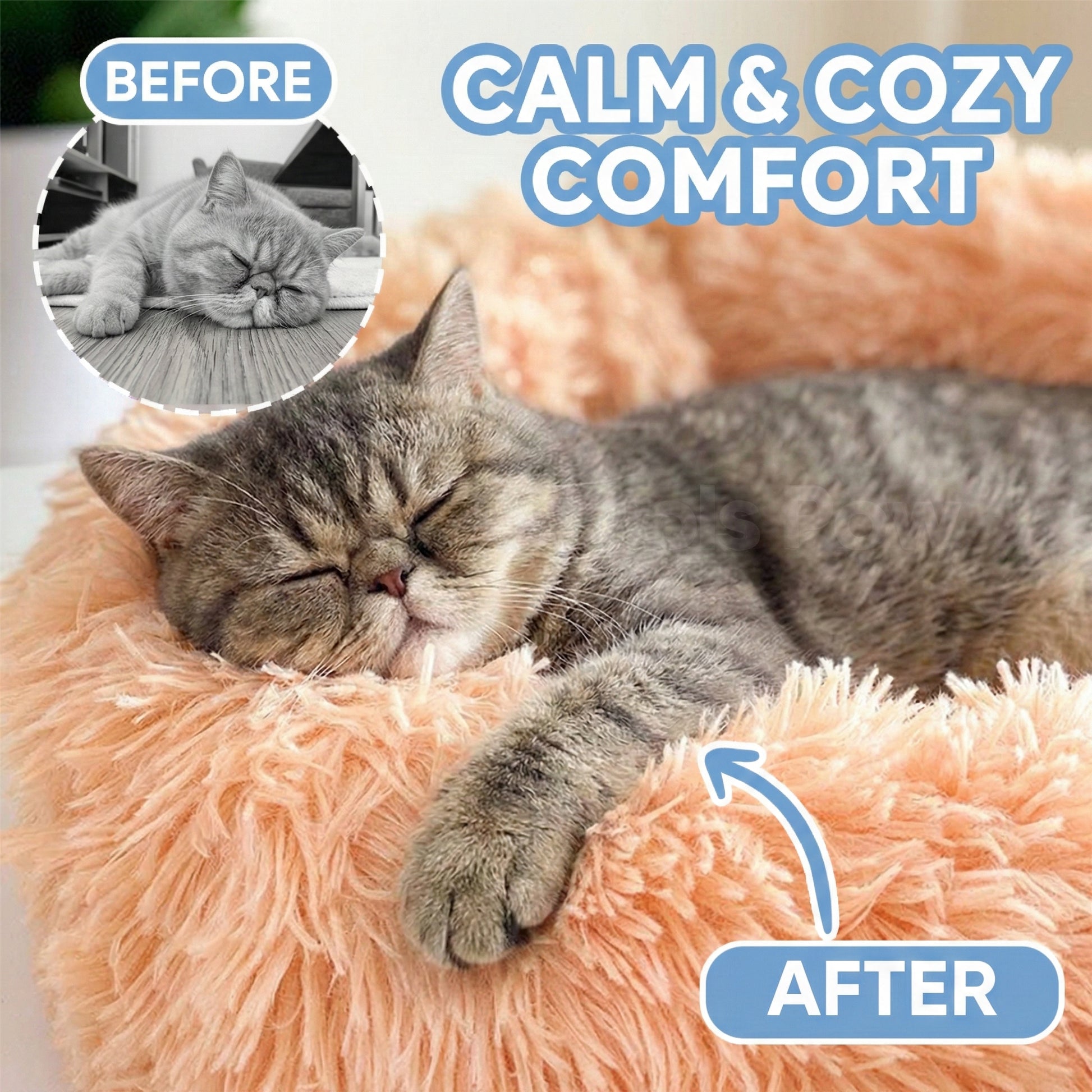 Calming Cat Bed | Ultra-Soft Plush with Raised Rim & Non-Slip Base for Ultimate Comfort 8