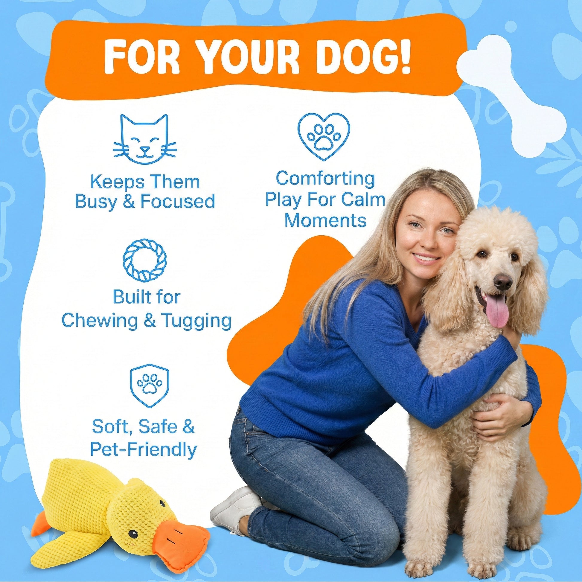 Calming Duck Toy | Durable Dog Enrichment Toy with Engaging Features for Mental Stimulation 2