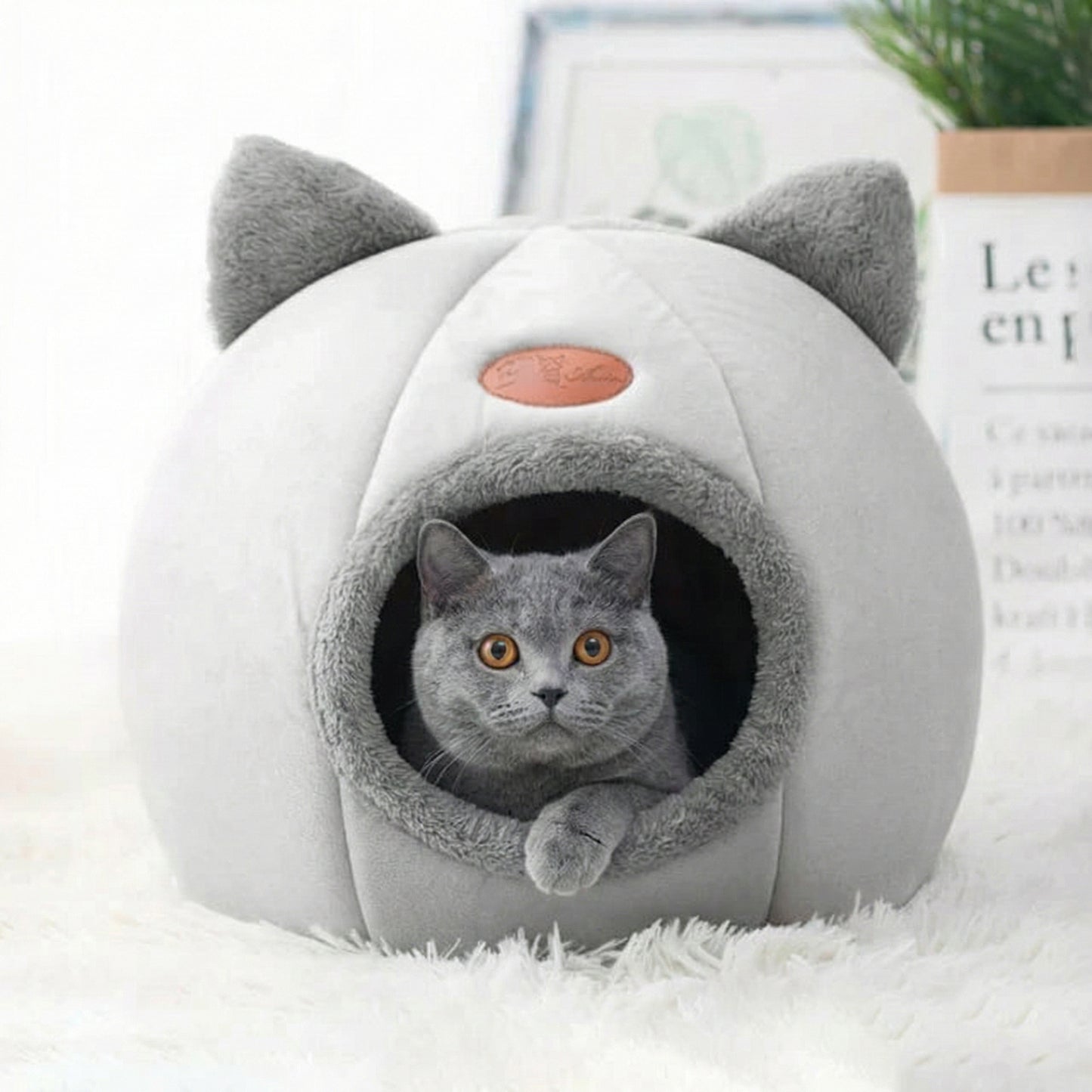 Cozy Cat Cave | Premium Cat Bed with Private Enclosure ? Soft, Warm Sanctuary for Relaxation 0