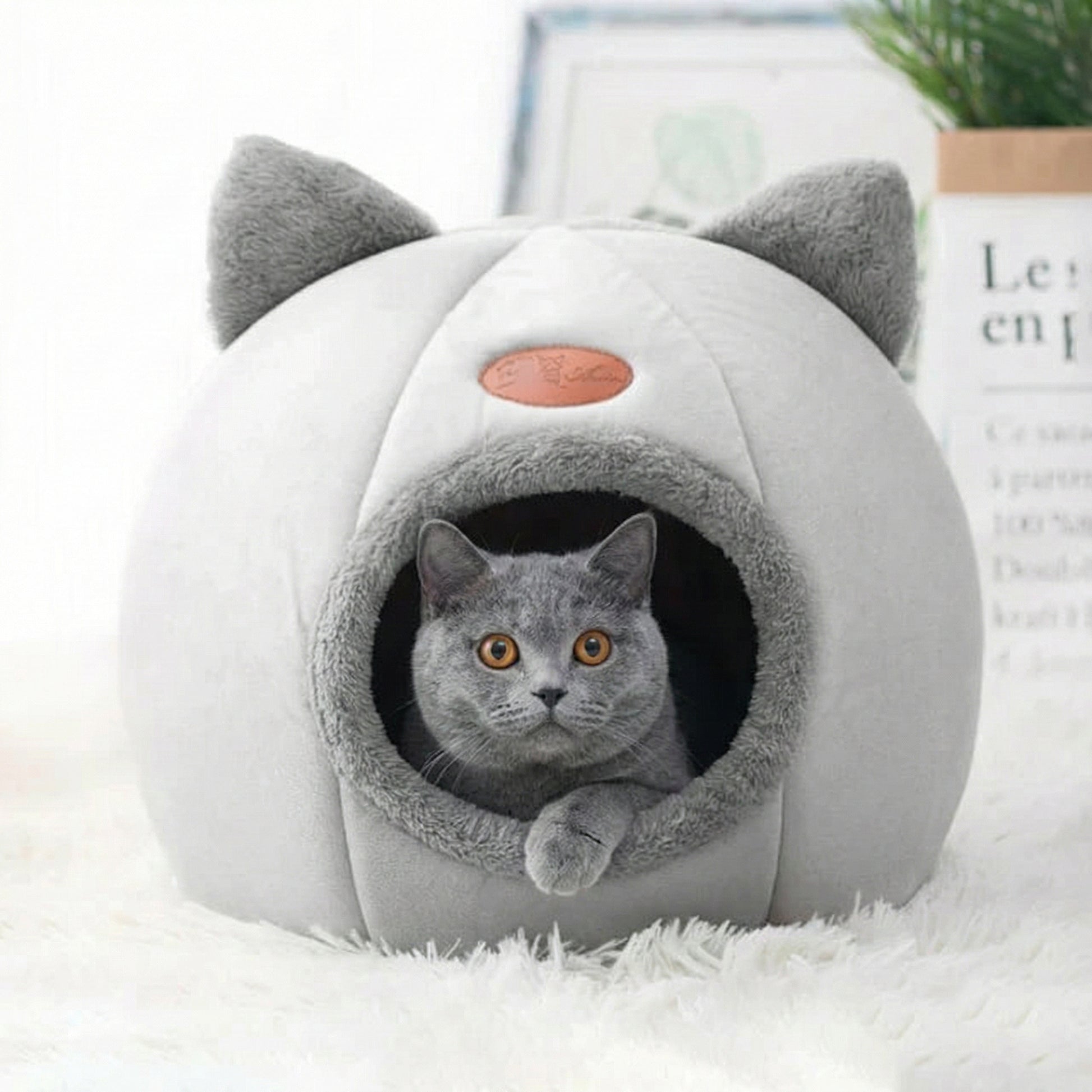 Cozy Cat Cave | Premium Cat Bed with Private Enclosure ? Soft, Warm Sanctuary for Relaxation 0