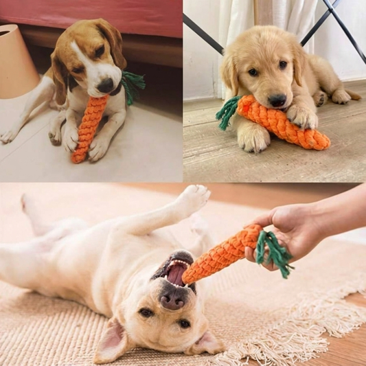 Pet Playtime | Dog Toy with Carrot Shape & Durable Cotton Rope ? Promotes Dental Health for All Dogs 0